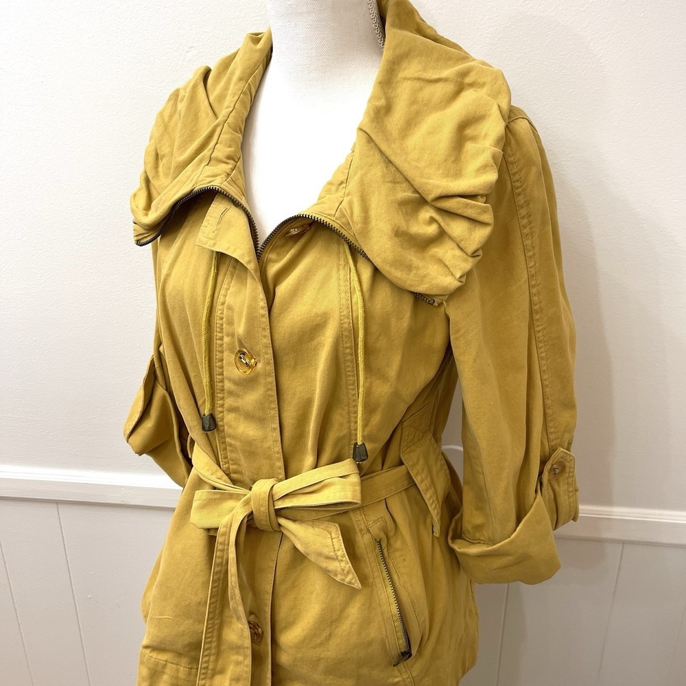 Forever Twenty One Women's Trench Coat Jacket Mustard Y2K Medium